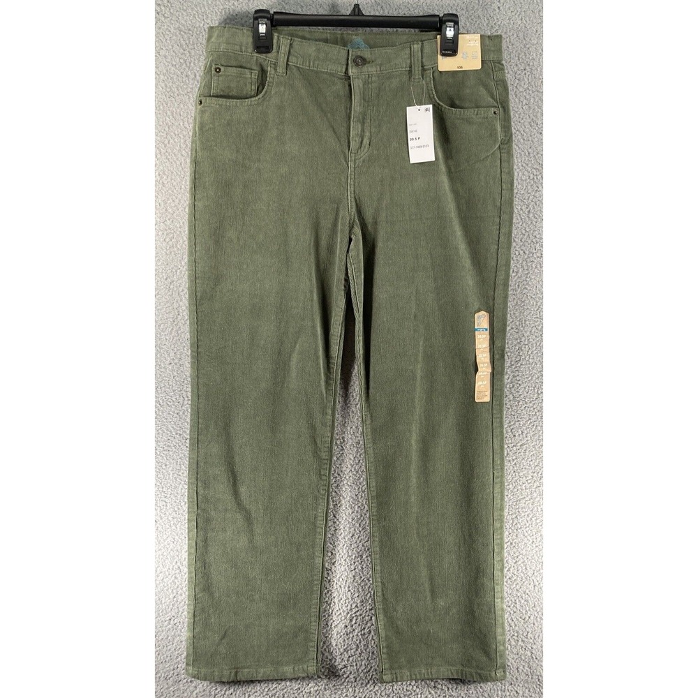 Thereabouts Pants Women's 20.5P Plus Green Corduroy High Rise Straight Heritage‎